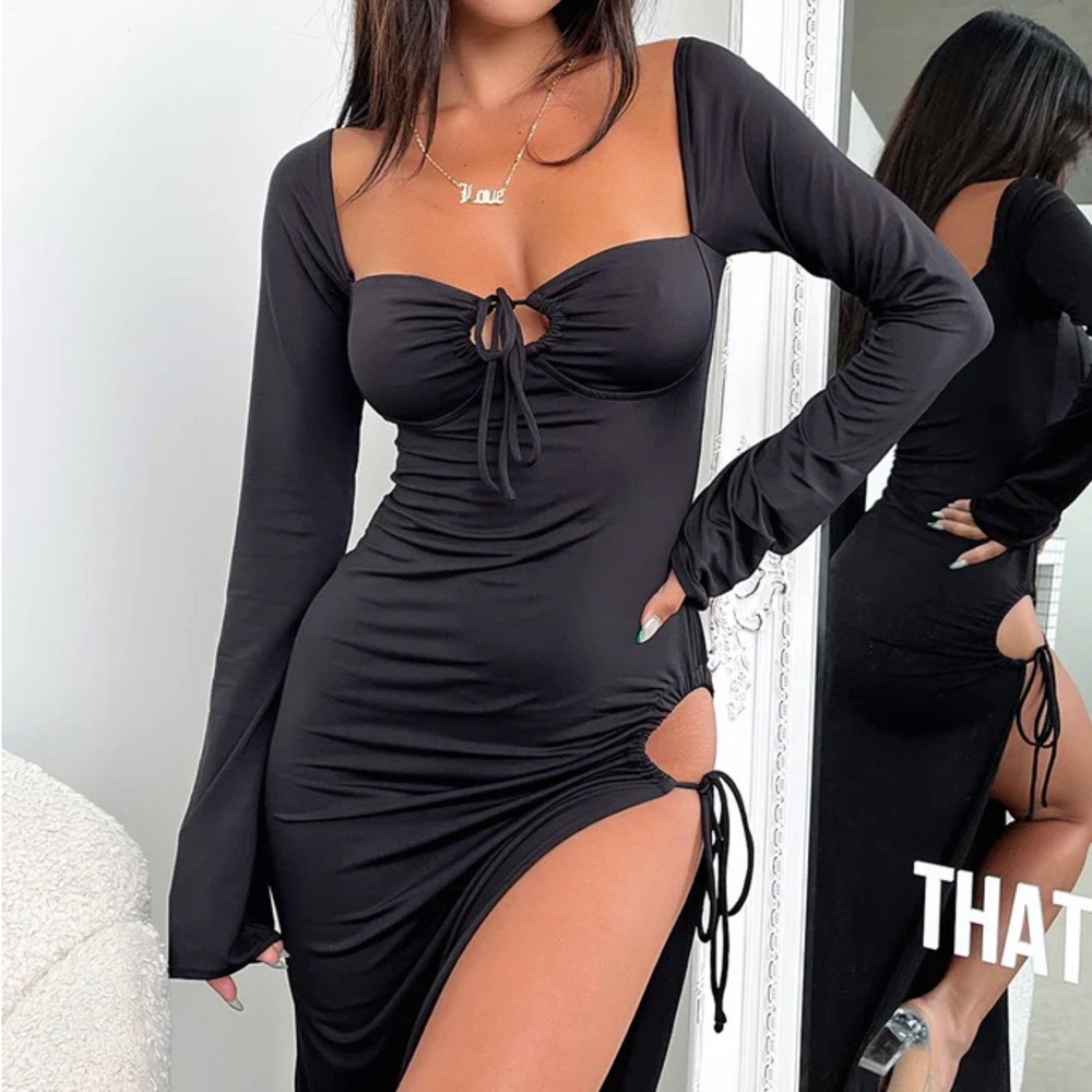 NWT Long sleeve Black Maxi Dress